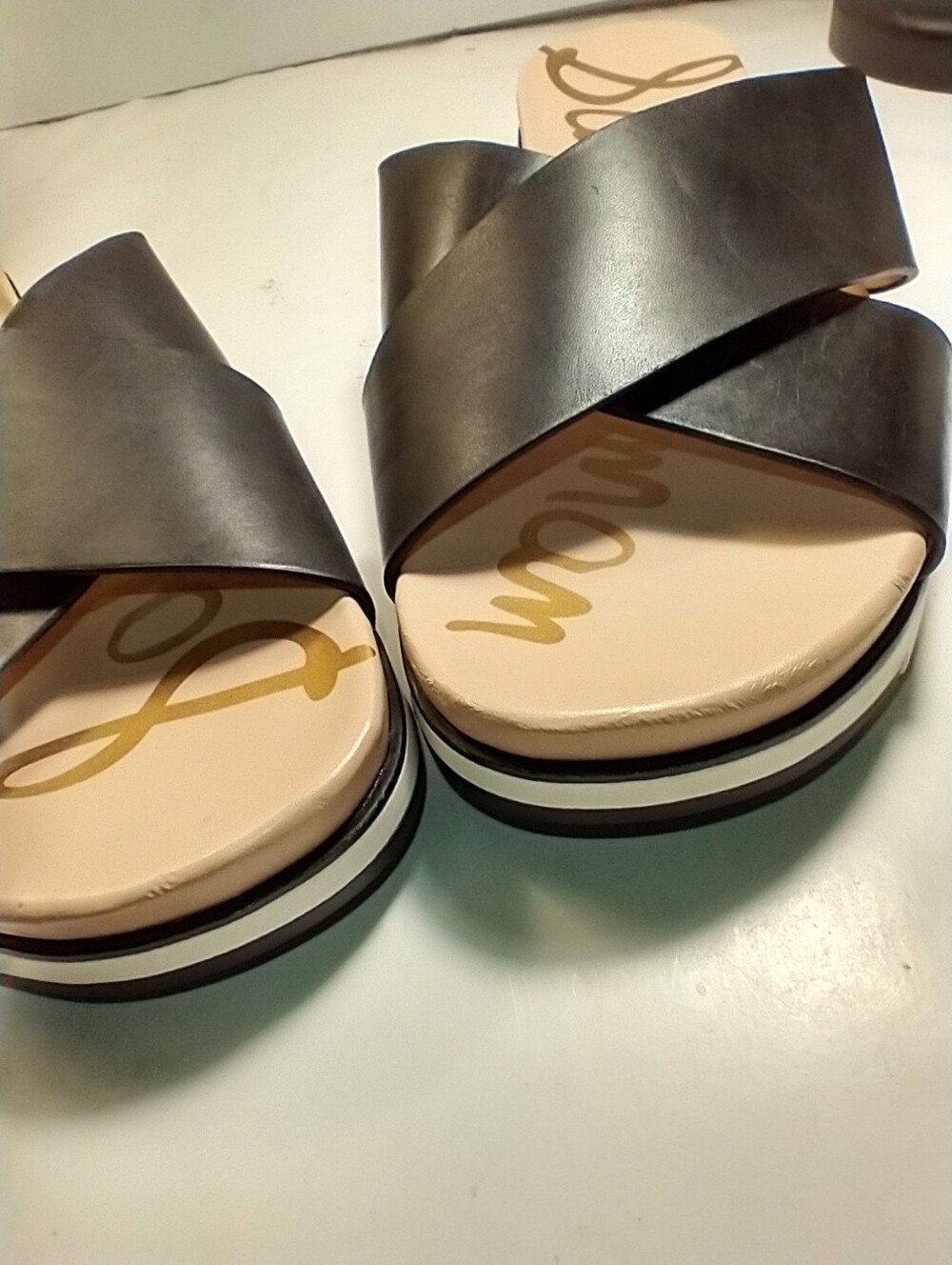 Sam Edelman Audrea Cross Strap Leather Slide Sandals Women's sz 9.5M. - Picture 11 of 12